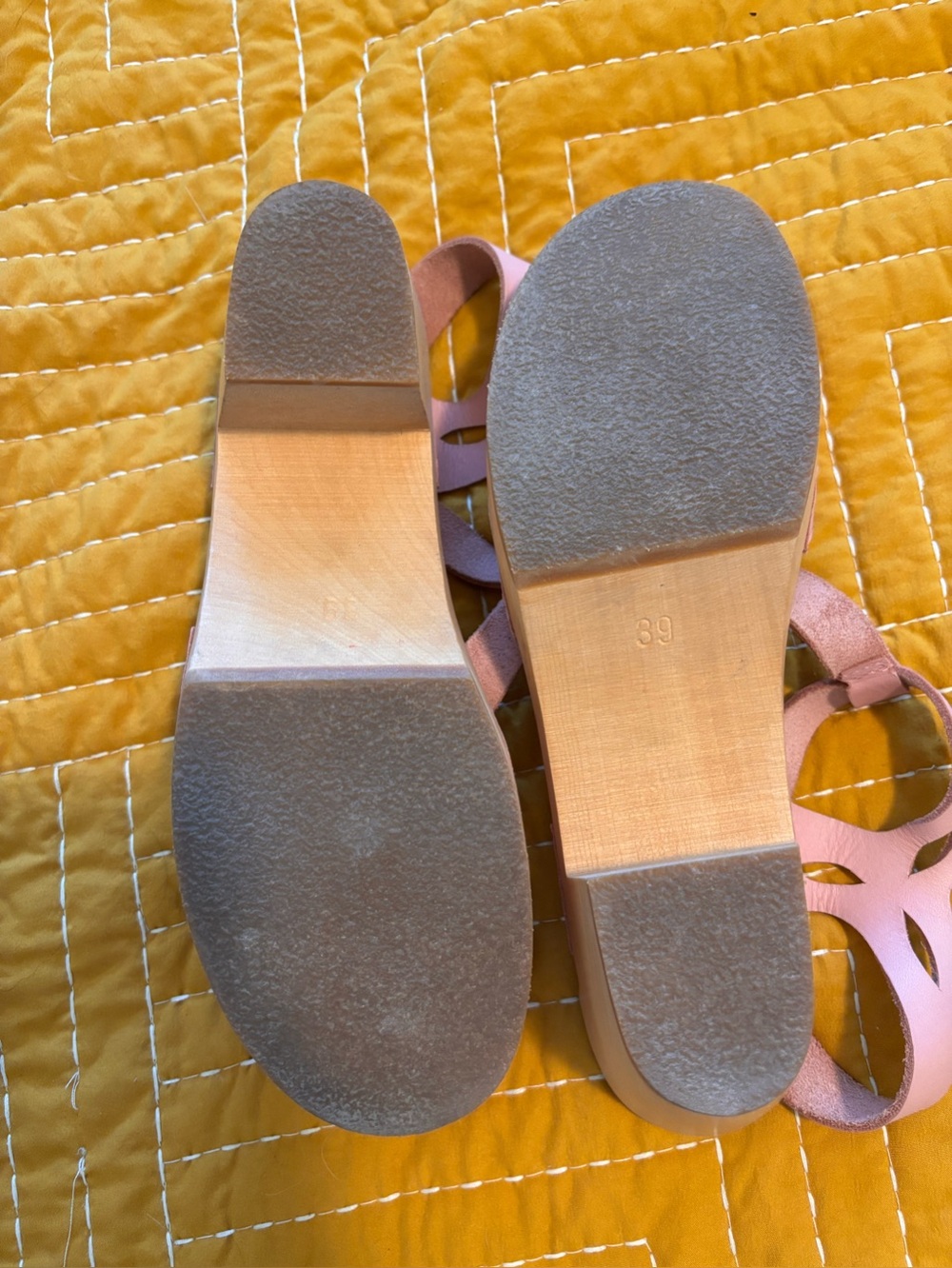 Swedish Hasbeens Pink Cutout Leather Clog Sandals - Picture 2 of 2